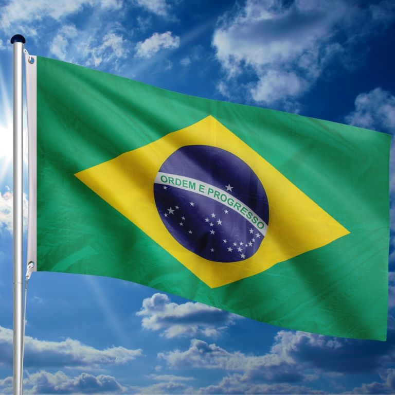 FLAGMASTER Vlajkový stožár vč. vlajky Brazílie