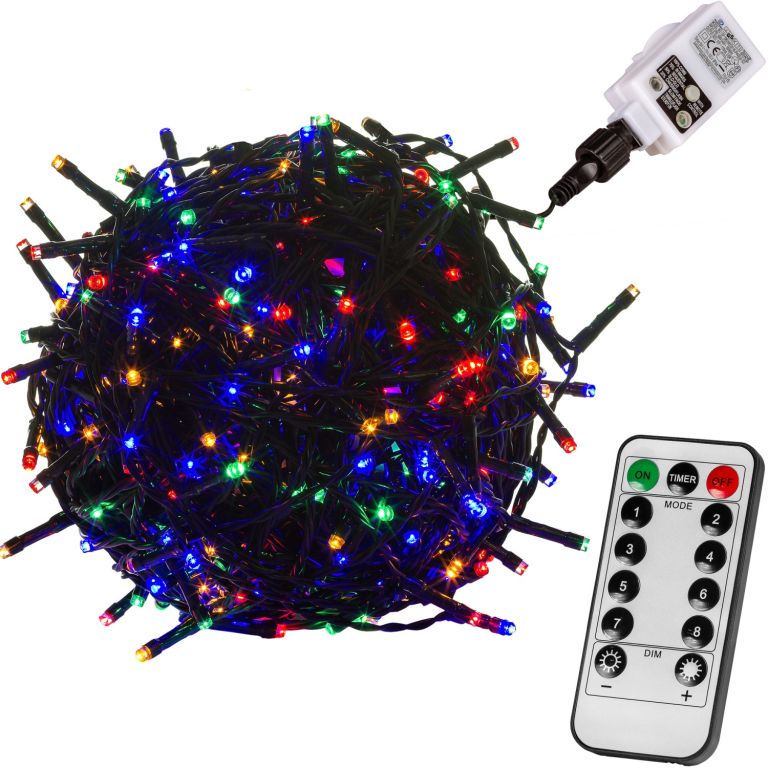 VOLTRONIC® 59745 Vánoční LED osvětlení 20 m - barevná 200 LED + ovladač - zelený kabel VOLTRONIC®