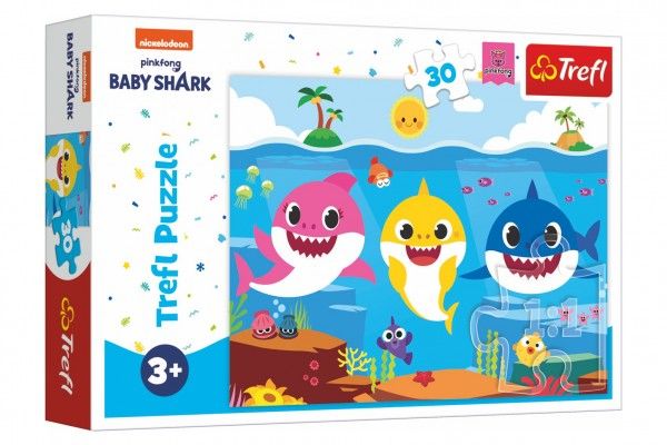 Puzzle Podmořský svět žraloků/Baby Shark 27x20cm 30 dílků v krabičce 21x14x4cm Teddies