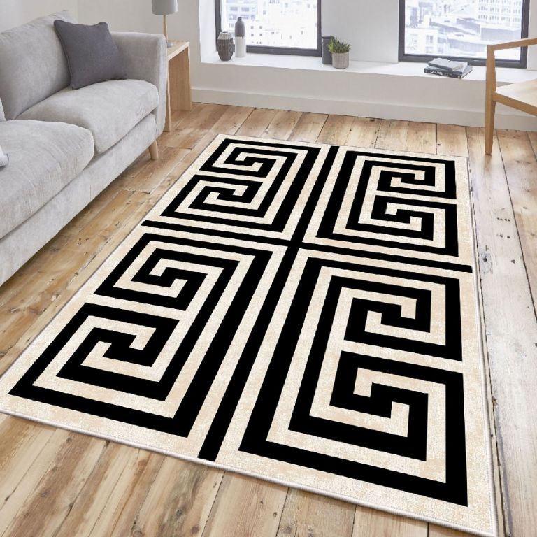 Pletený koberec s geometrickým vzorem
